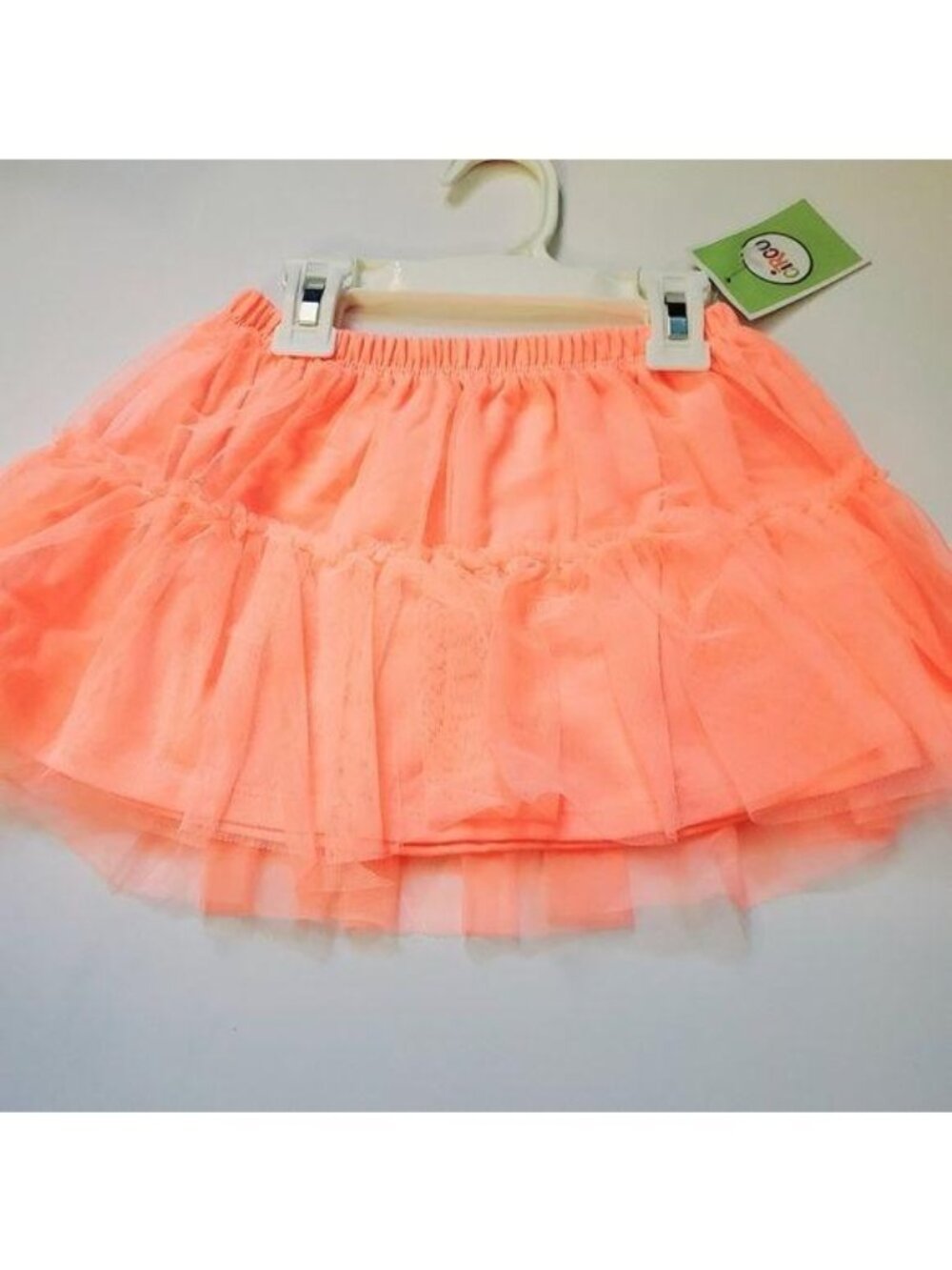 Girls Neon Coral Tulle Skirt By Circo Size 3T Elastic Waist Lightweight & Comfor